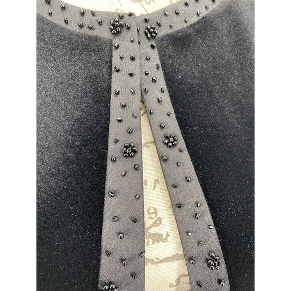 Adrianna Papell VTG Gorgeous Black Beaded Velvet Jacket With Satin Trims Size 10 - Picture 5 of 7